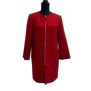 Zara deep red front full zip peacoat Sz M